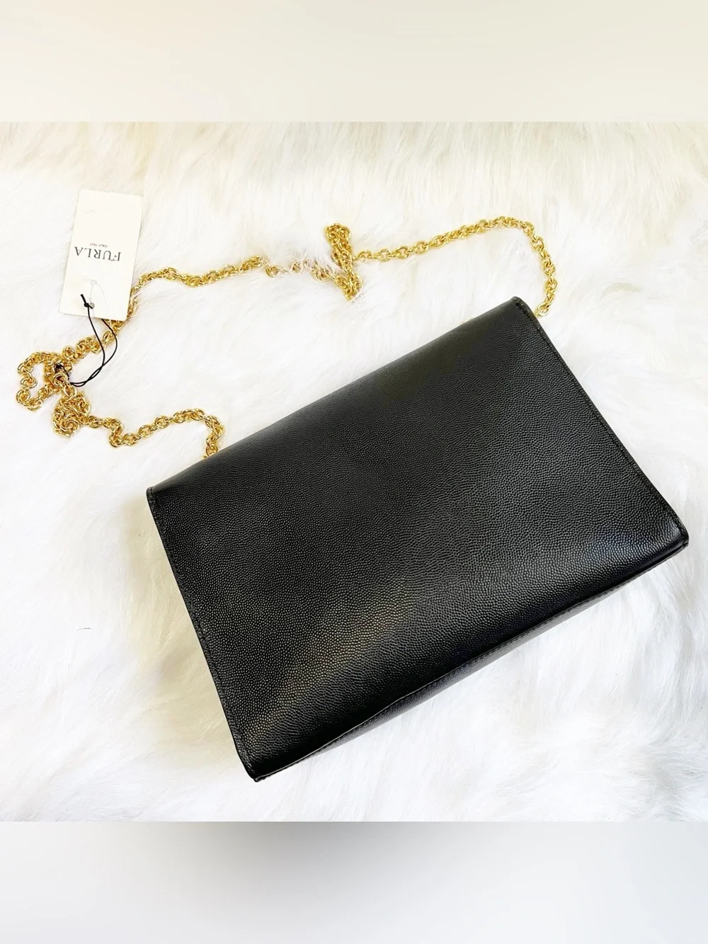 Furla NWT Viva Mini Pochette Leather Logo Crossbody in Onyx/Black Rare